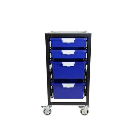 STORSYSTEM Commercial Grade Mobile Bin Storage Cart with 4 Blue High Impact Polystyrene Bins/Trays CE2100DG-2S2DPB